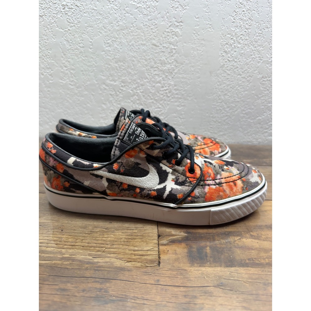 Nike SB Zoom Stefan Janoski Canvas Floral Pixel Orange Grey Skate Shoes 6M 7.5W